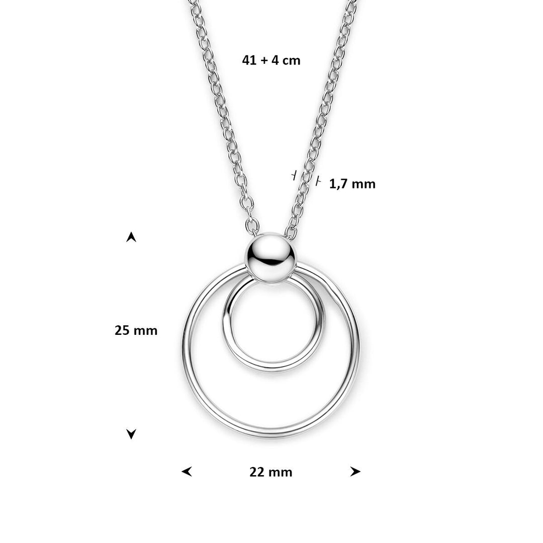 Gerhodineerd 925 zilveren collier met ronde hanger