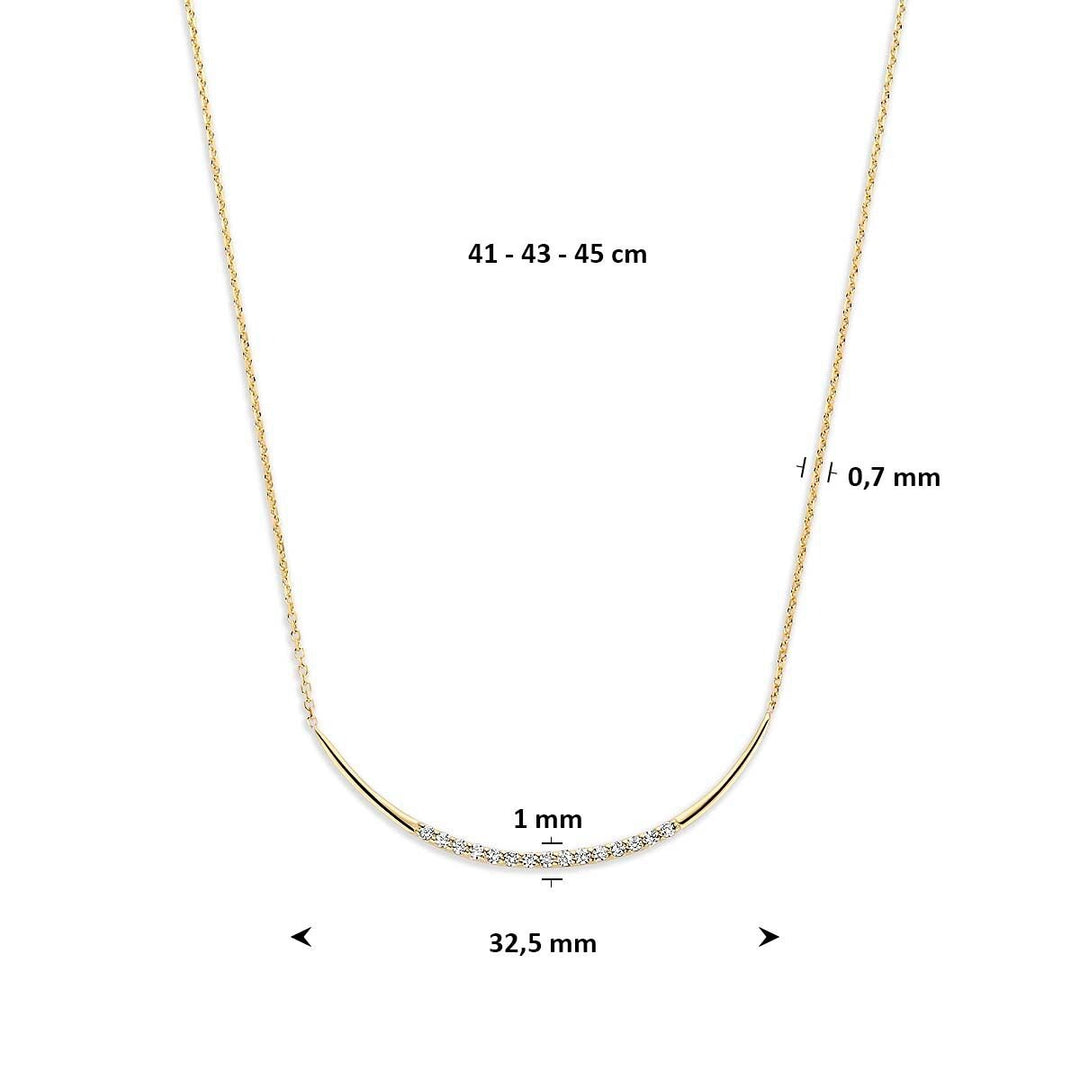 9k geelgouden collier met zirkonia
