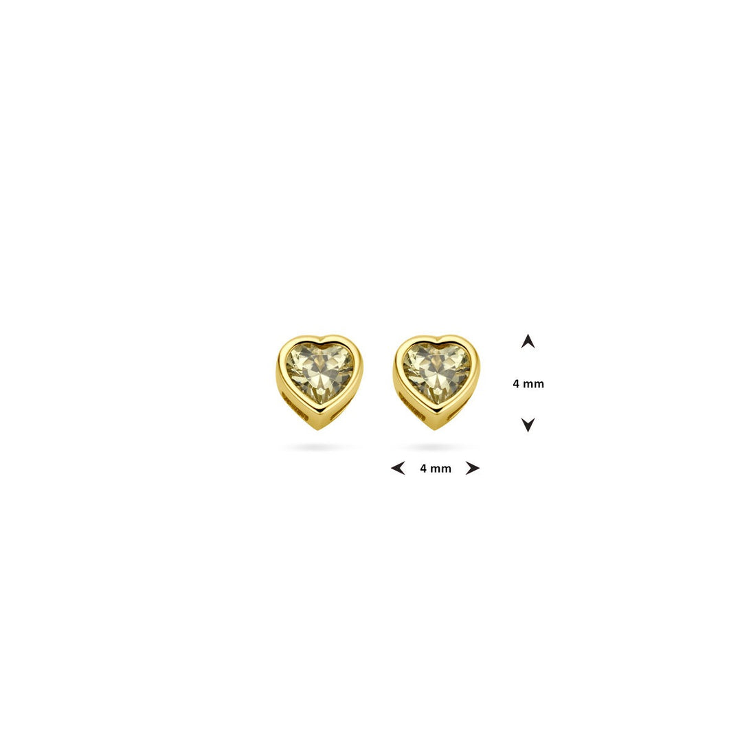 Ohrstecker Herz mit Zirkonia Geburtsstein 14K Gelbgold