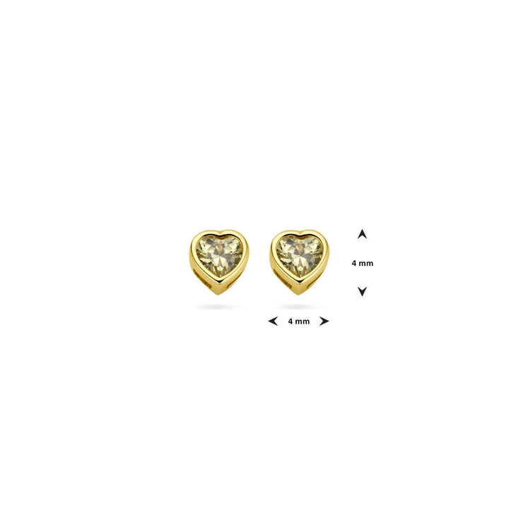 Ohrstecker Herz mit Zirkonia Geburtsstein 14K Gelbgold