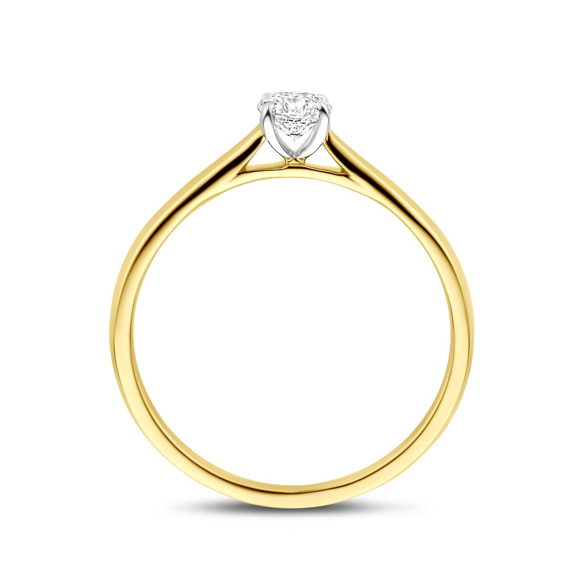 14 Karat Bicolor Gelb- und Weißgoldring mit 0,25 Karat im Labor gezüchtetem Diamanten