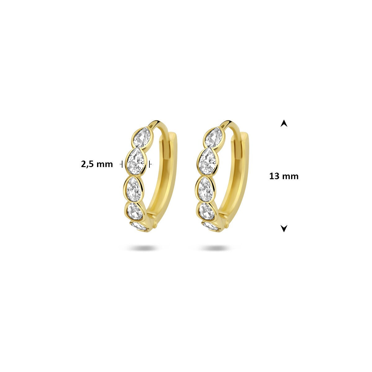 9K Gelbgold Klappcreolen mit Zirkonia – subtiles Funkeln in elegantem Design