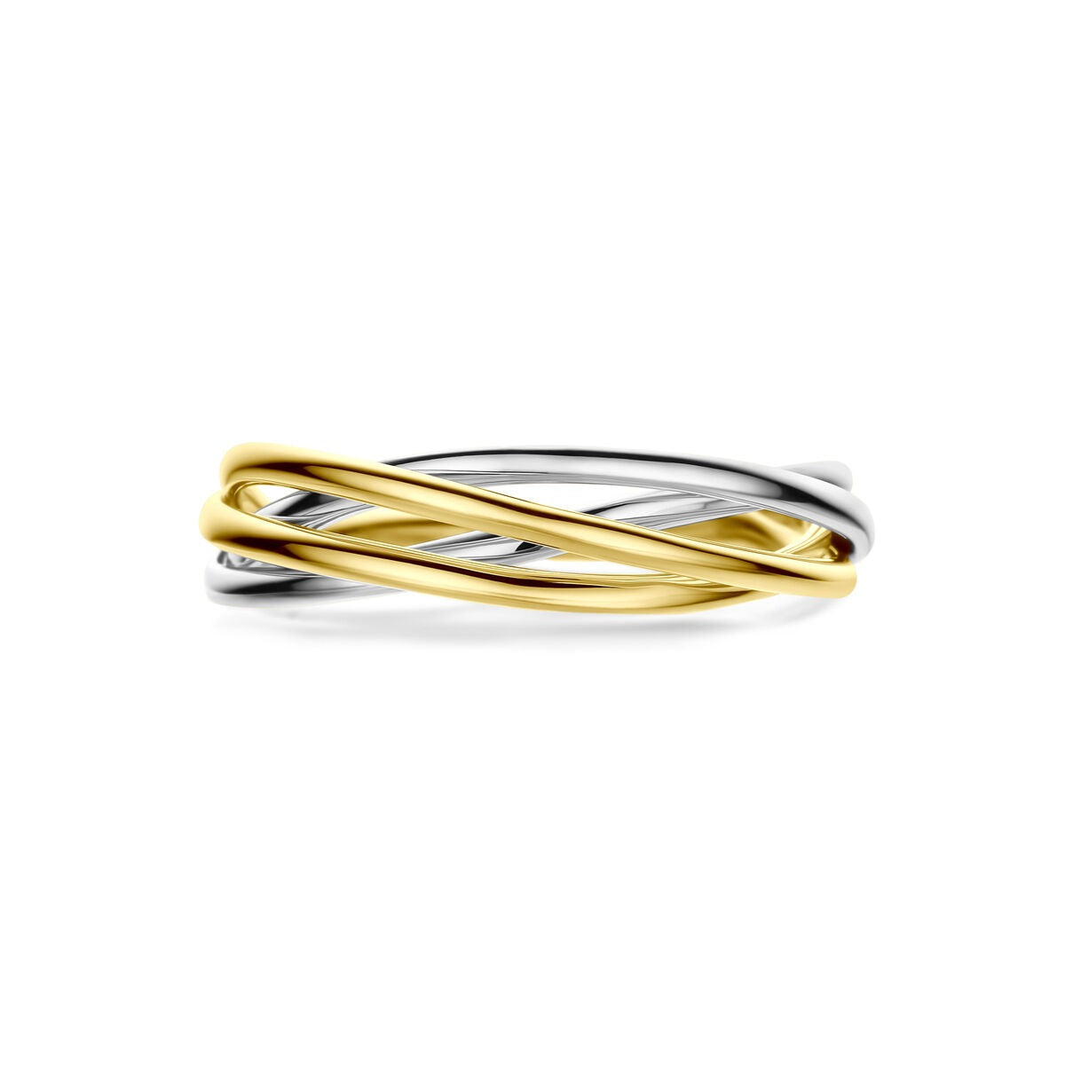 14k Bicolor Damenring Gelb- und Weißgold 5mm breit