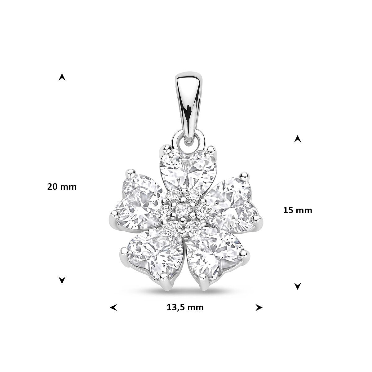 Rhodinierter Silberanhänger mit herzförmigem Zirkonia
