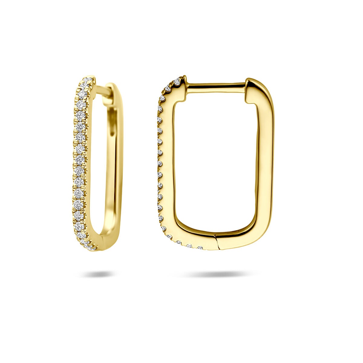 14K Gelbgold Klappcreolen mit im Labor gezüchtetem Diamant