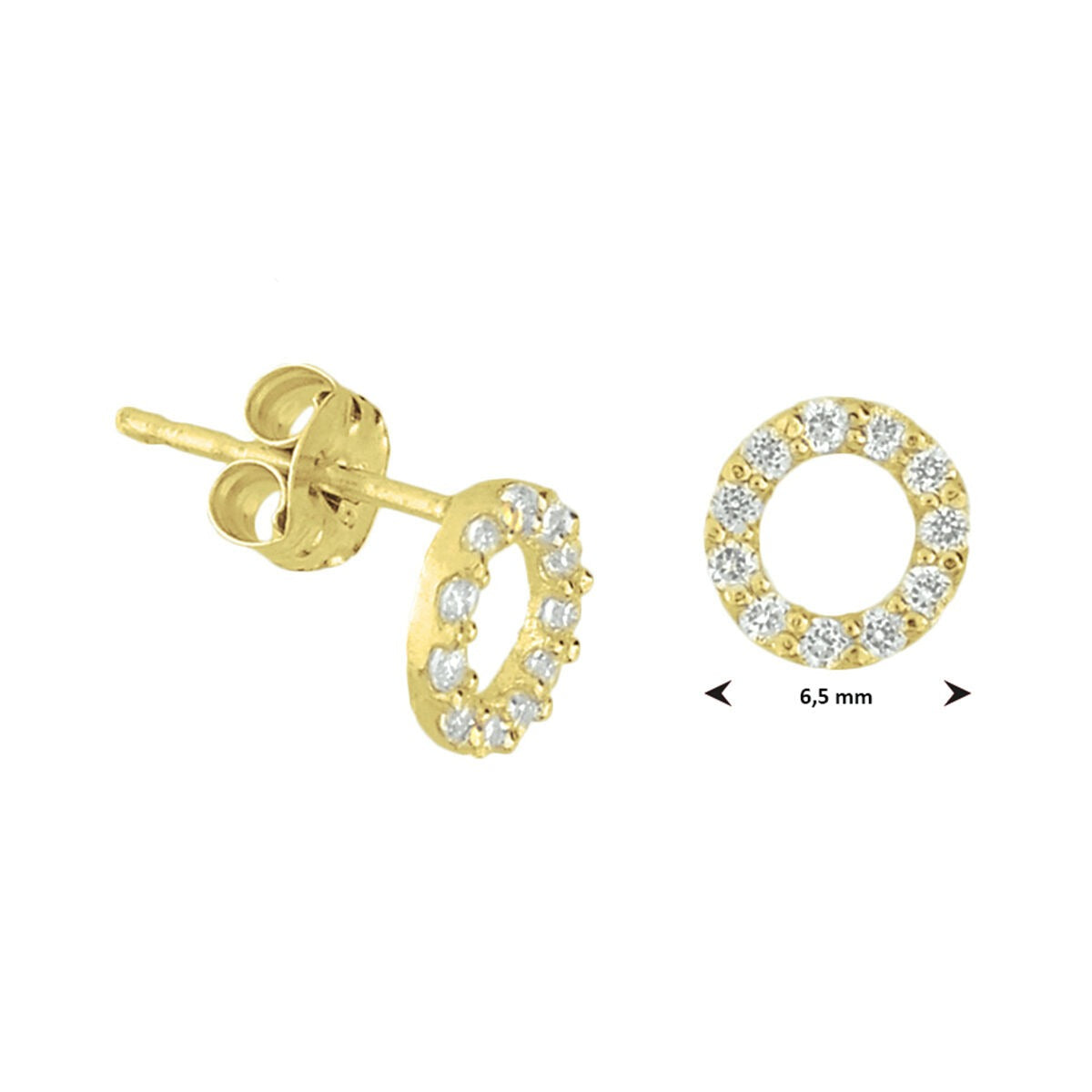 Goldohrstecker mit Zirkonia – 9k Gelbgold, Entourage-Fassung