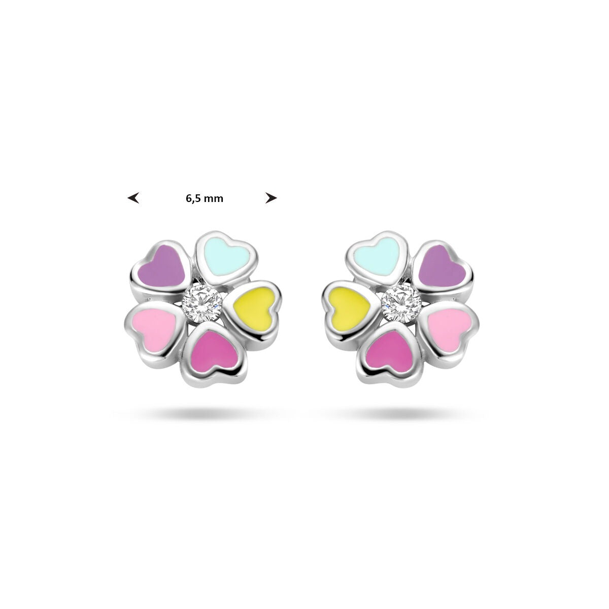 925 Rhodiniertes Silber Ohrstecker Blume mit Zirkonia