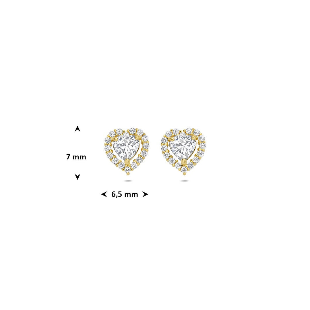 Ohrstecker Herz Zirkonia 14K Gelbgold