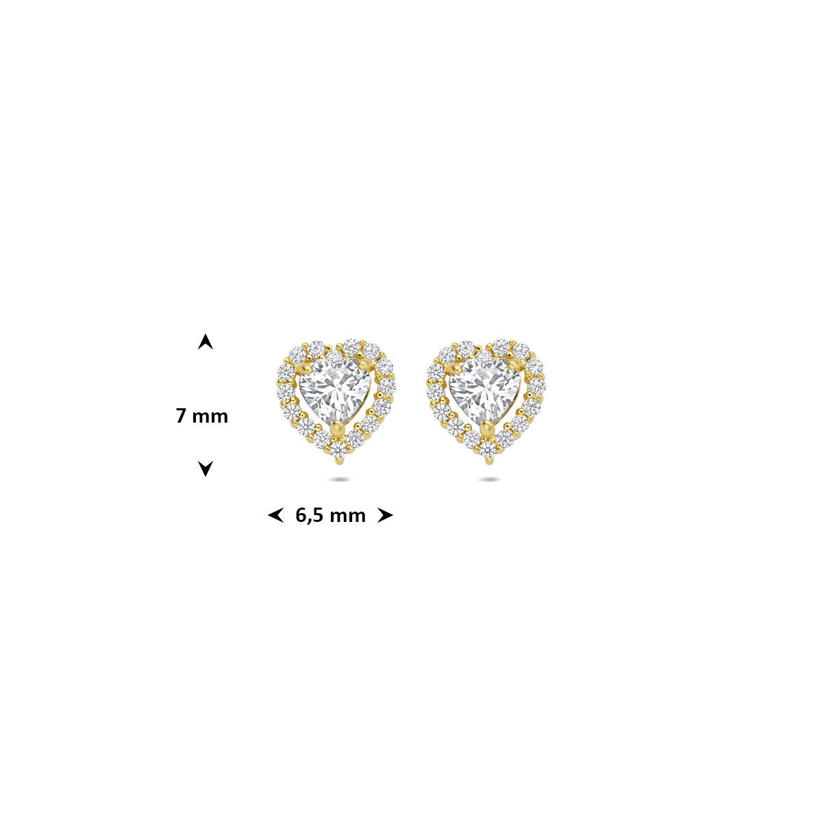 Ohrstecker Herz Zirkonia 14K Gelbgold