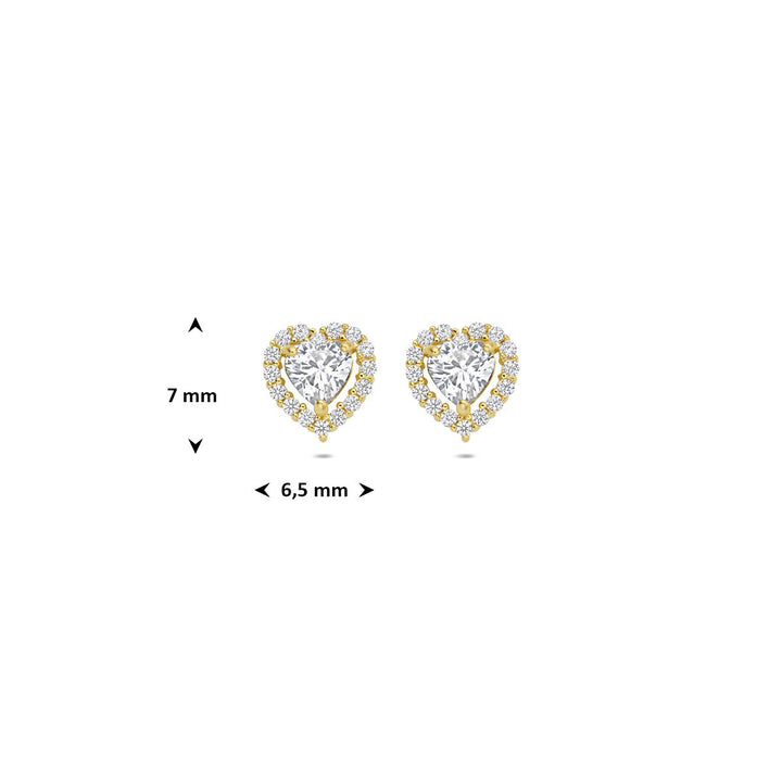 Ohrstecker Herz Zirkonia 14K Gelbgold