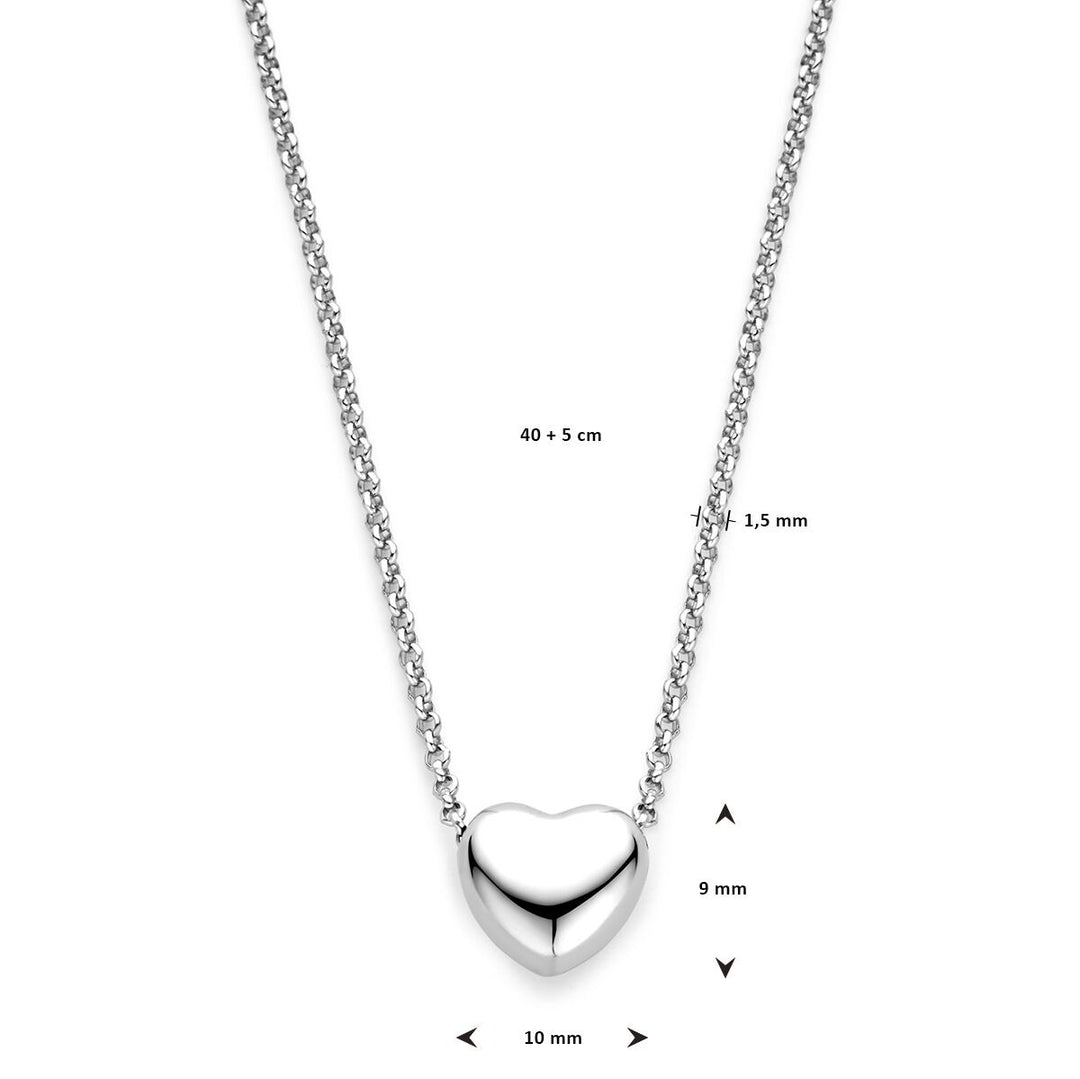 Halskette Herz 1,5 mm 40 + 5 cm Silber rhodiniert