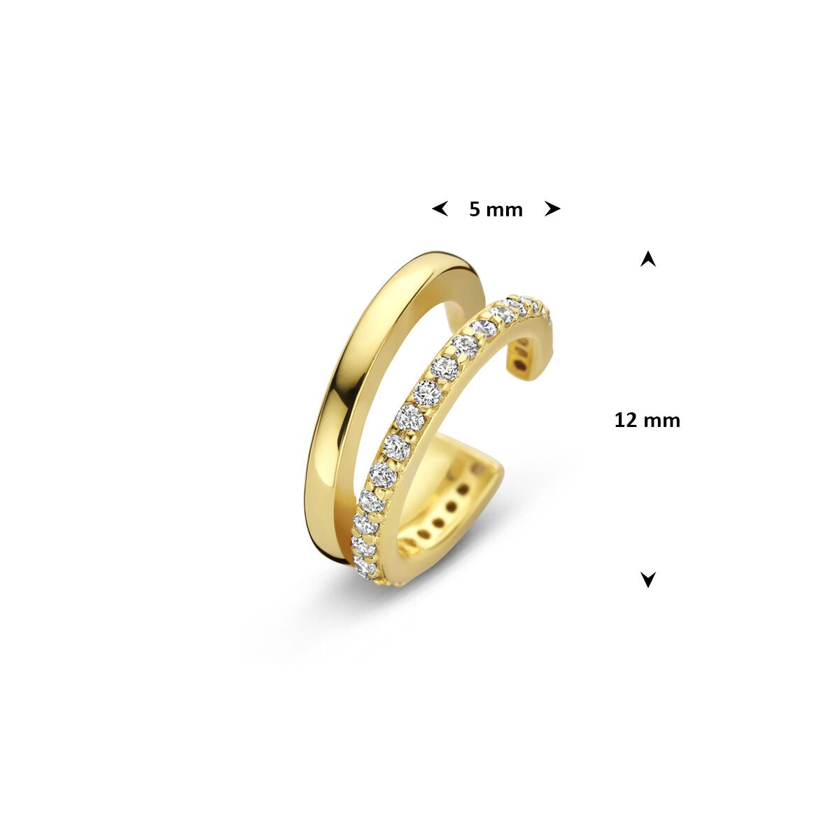 Vergoldete Silber-Ohrklemme mit Zirkonia in Reihenfassung