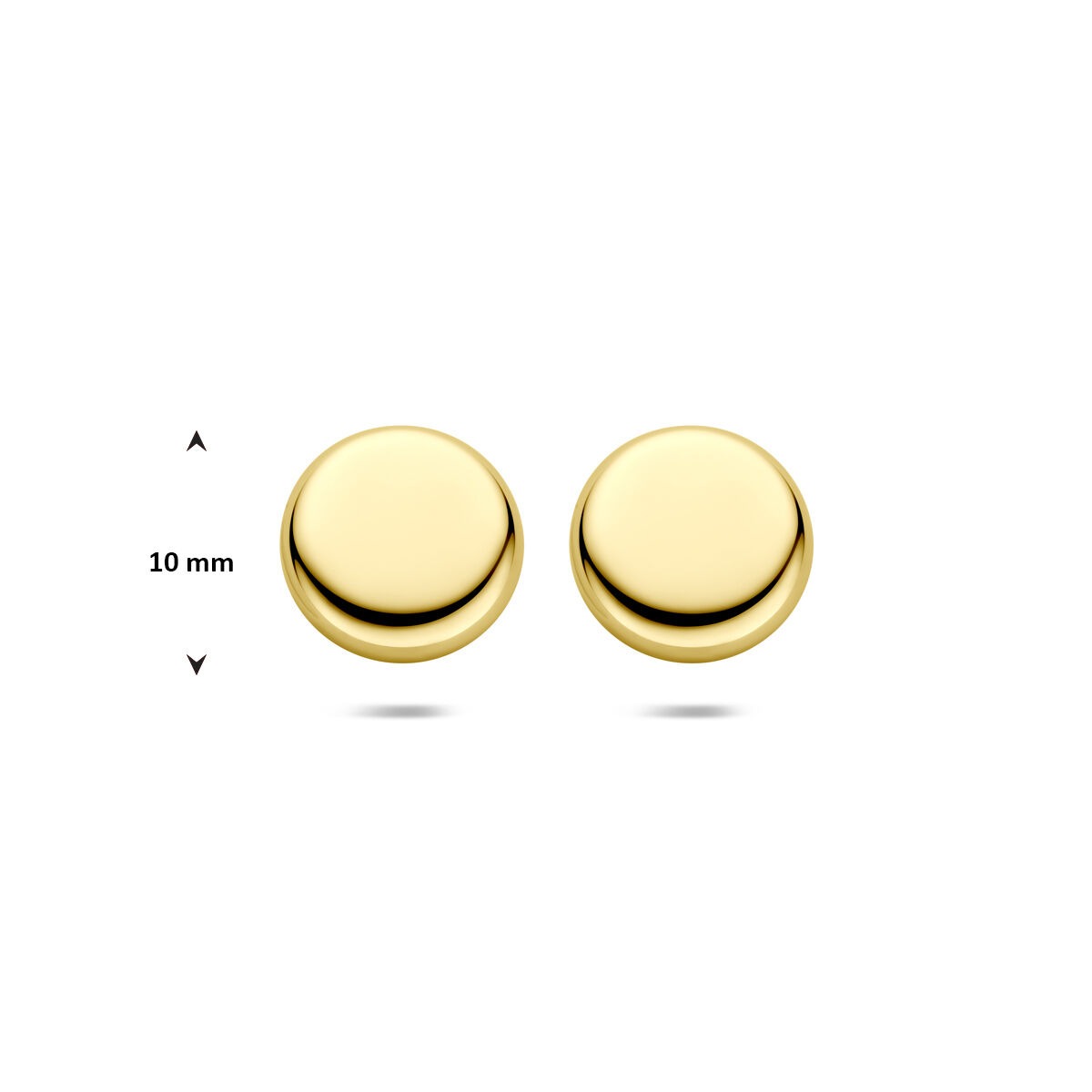 14K Gelbgold-Ohrstecker mit einem Durchmesser von 10 mm.
