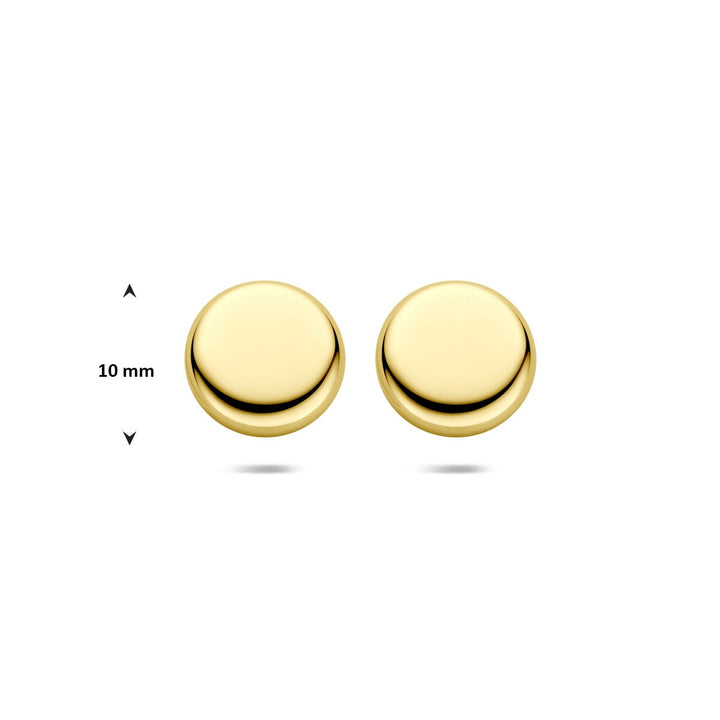 14k Geelgouden oorknoppen met een diameter van 10 mm.