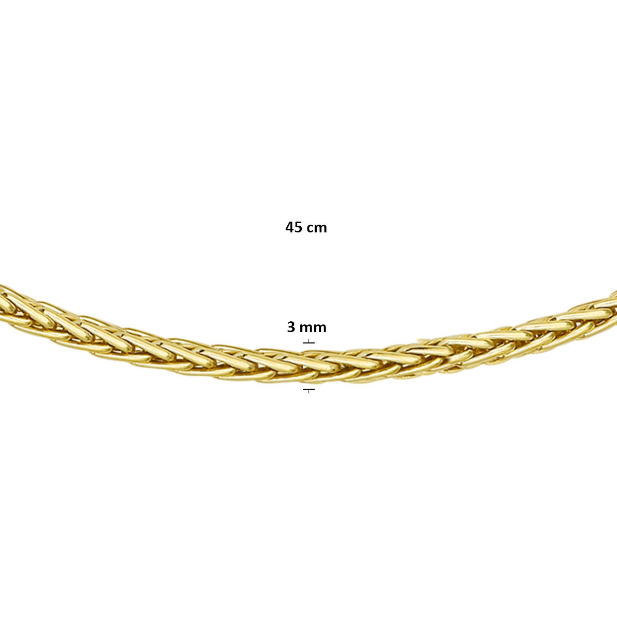 9 Karat Gelbgold Fuchsschwanzkette mit Silberkern