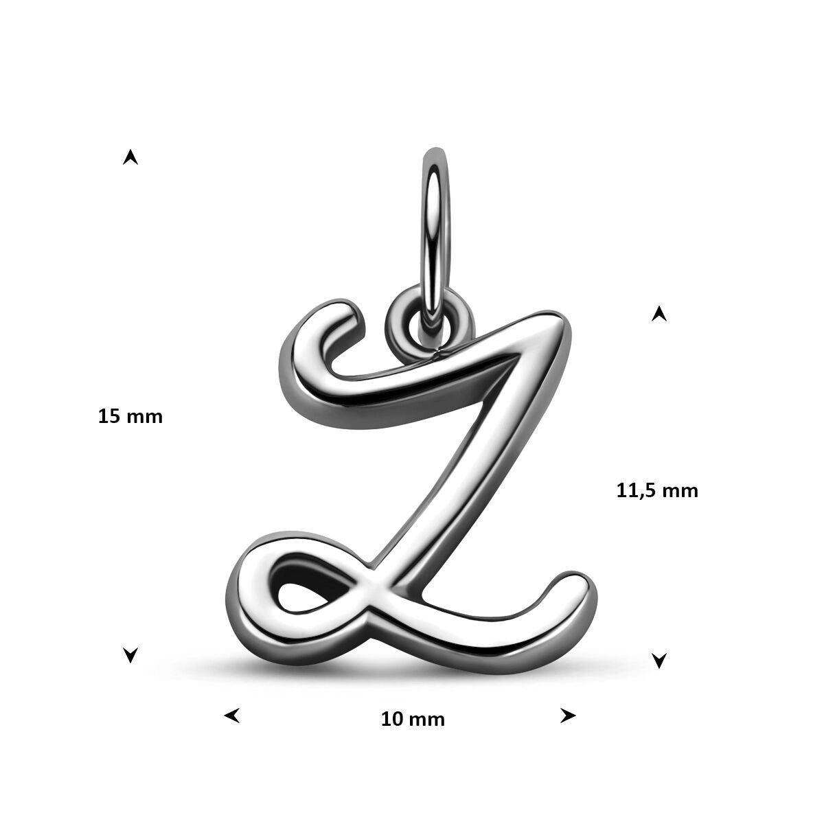 Rhodinierter silberner Buchstabenanhänger