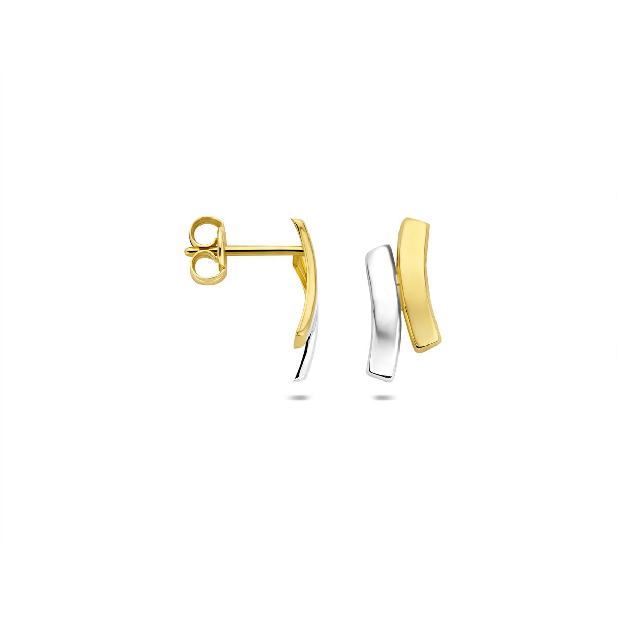 9 Karat zweifarbige Goldohrstecker