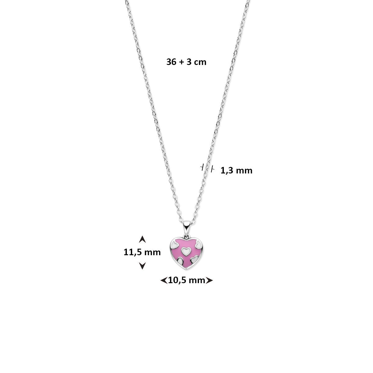 Silberkette mit Herz – rhodiniertes Kindercollier 36 + 3 cm
