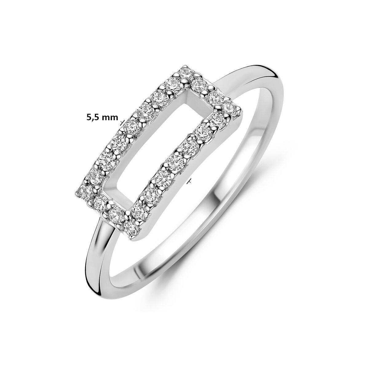 Rhodinierter Ring aus 925er Silber mit Zirkonia