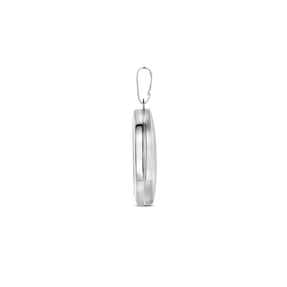 Silbermedaillon – rhodiniertes 925er Silber mit polierter/glitzernder, diamantierter Oberfläche