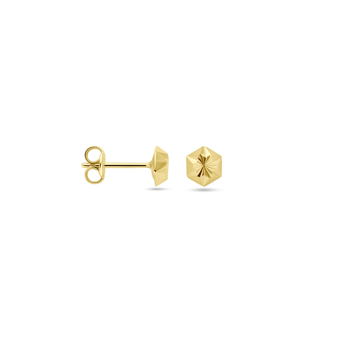Gelbe Ohrstecker 9k Diamantiert – Sechseckiges Design