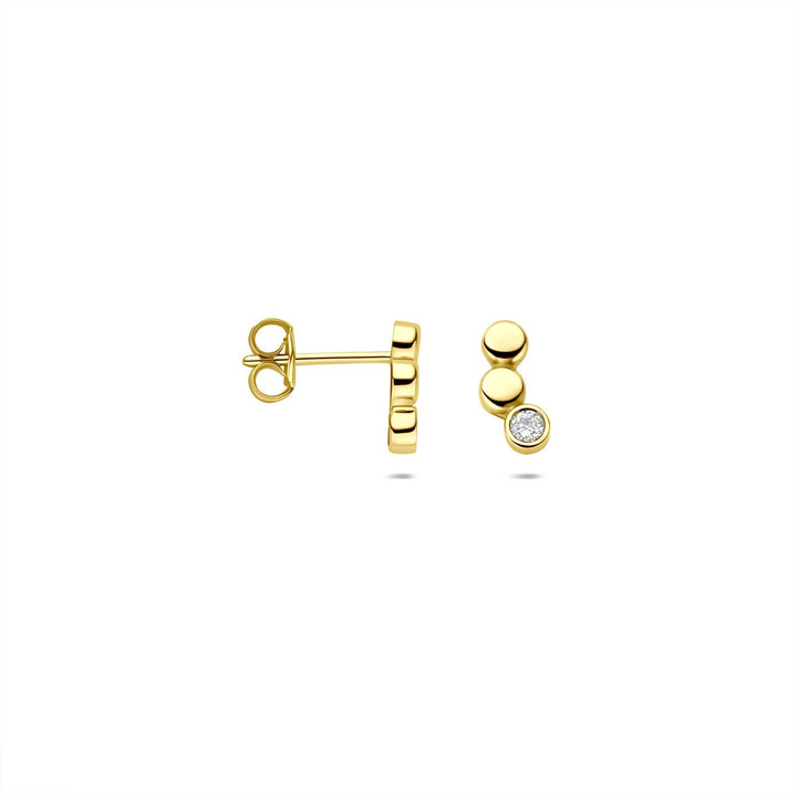 9k geelgouden oorknoppen met zirkonia – 8,5x4mm
