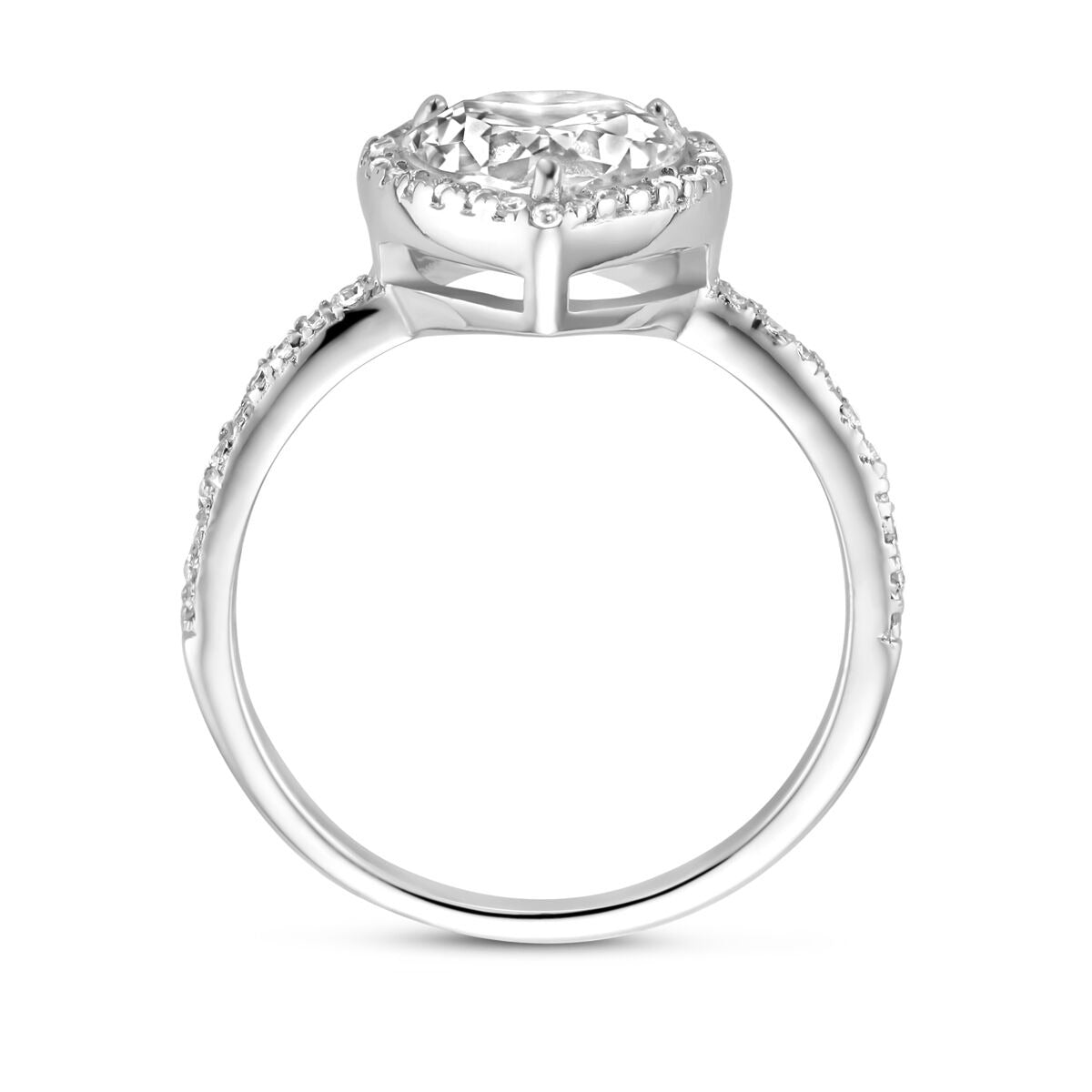 Damenring aus Silber – herzförmig mit Zirkonia