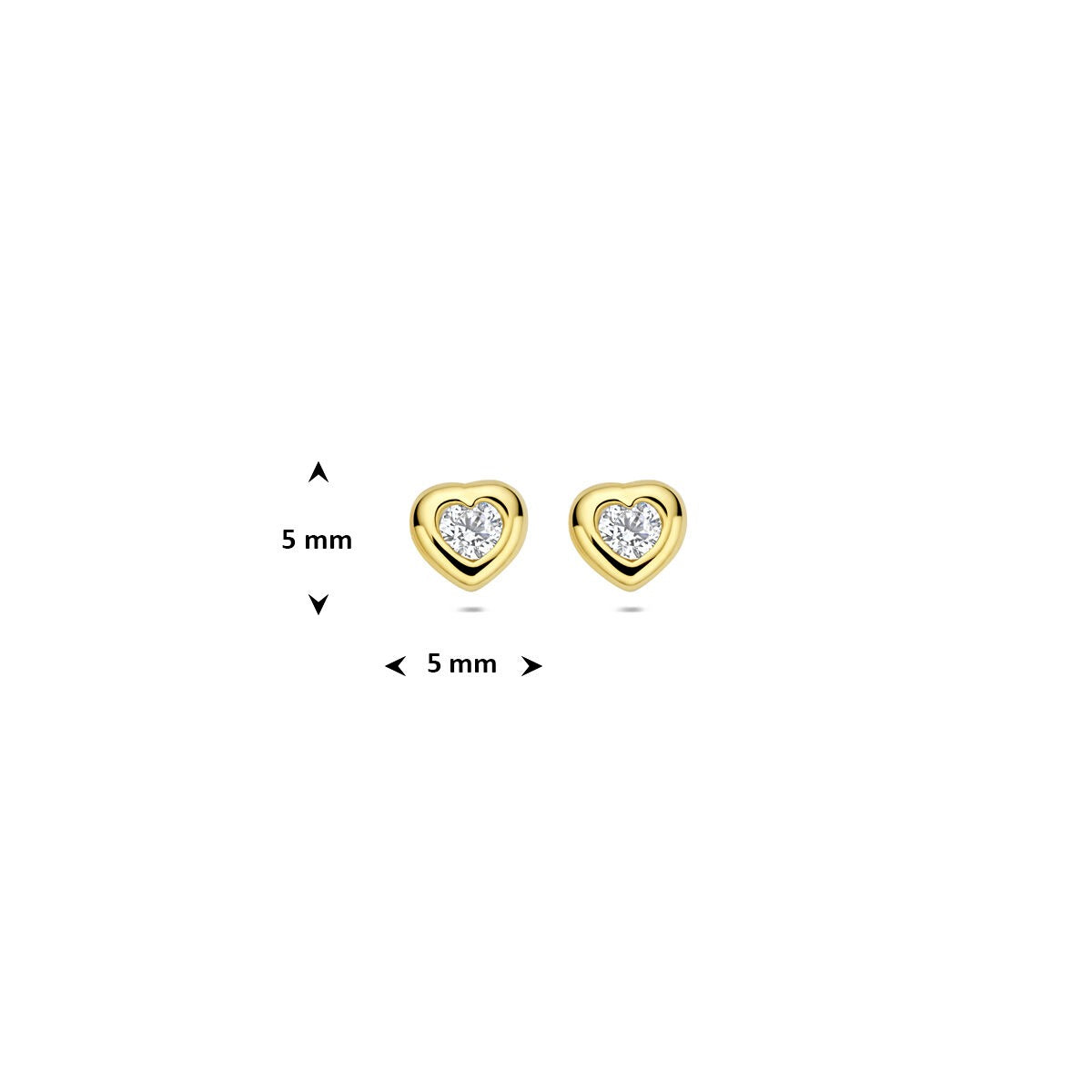 Gelbgoldohrstecker mit Herz und Zirkonia – 14k