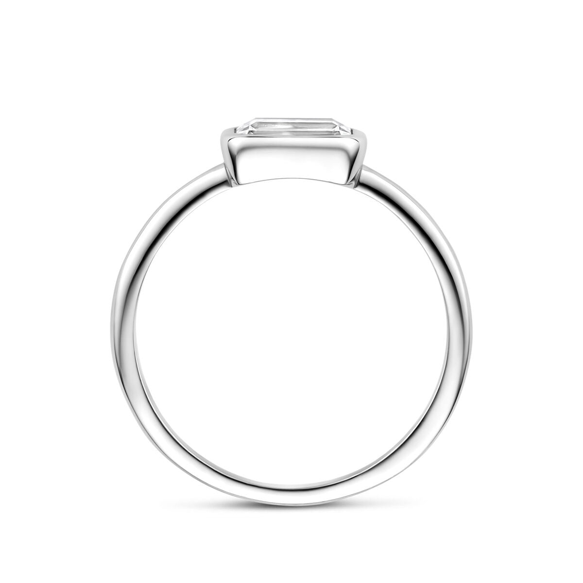 Rhodinierter 925er Silberring mit Zirkonia