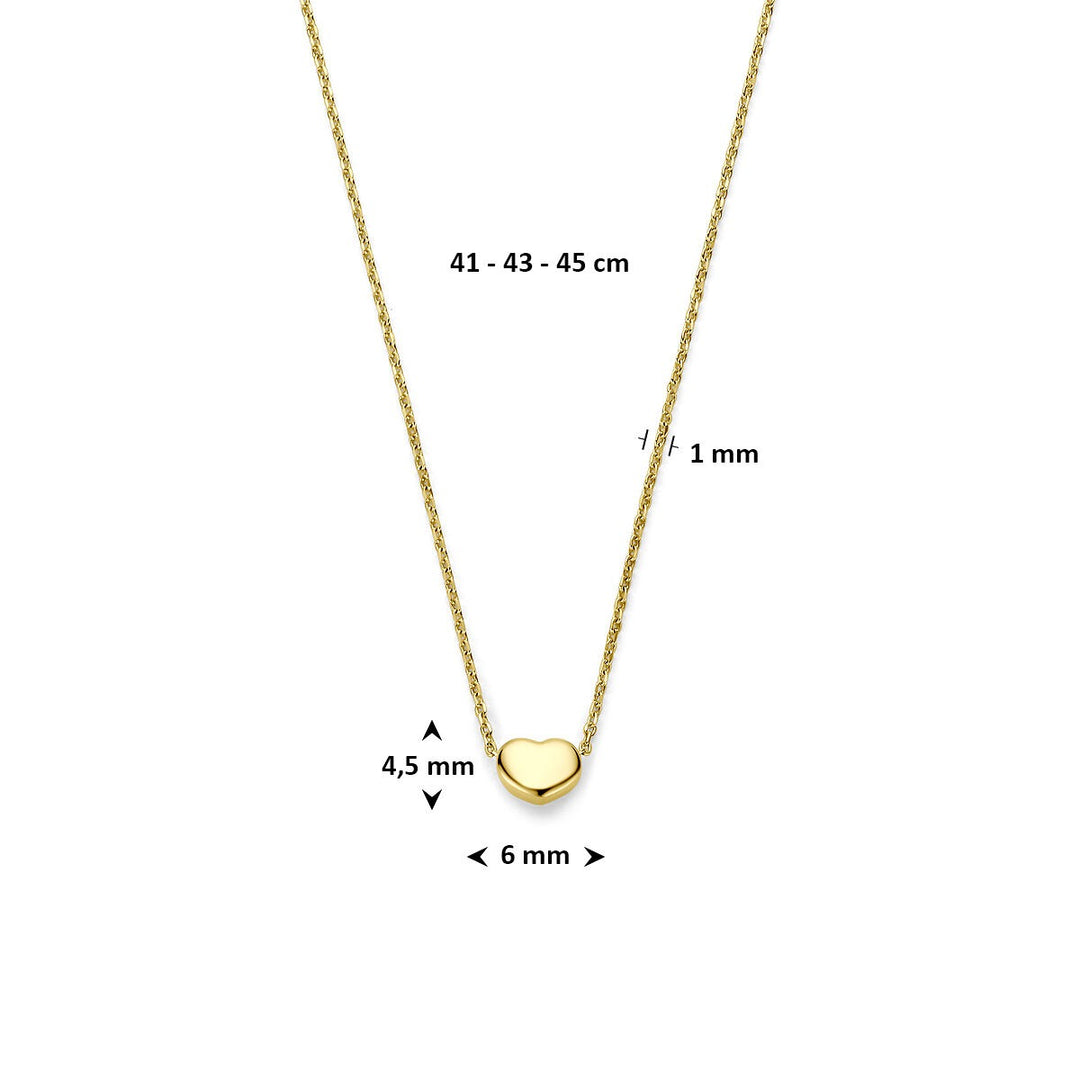 14k Geelgouden collier met hartje