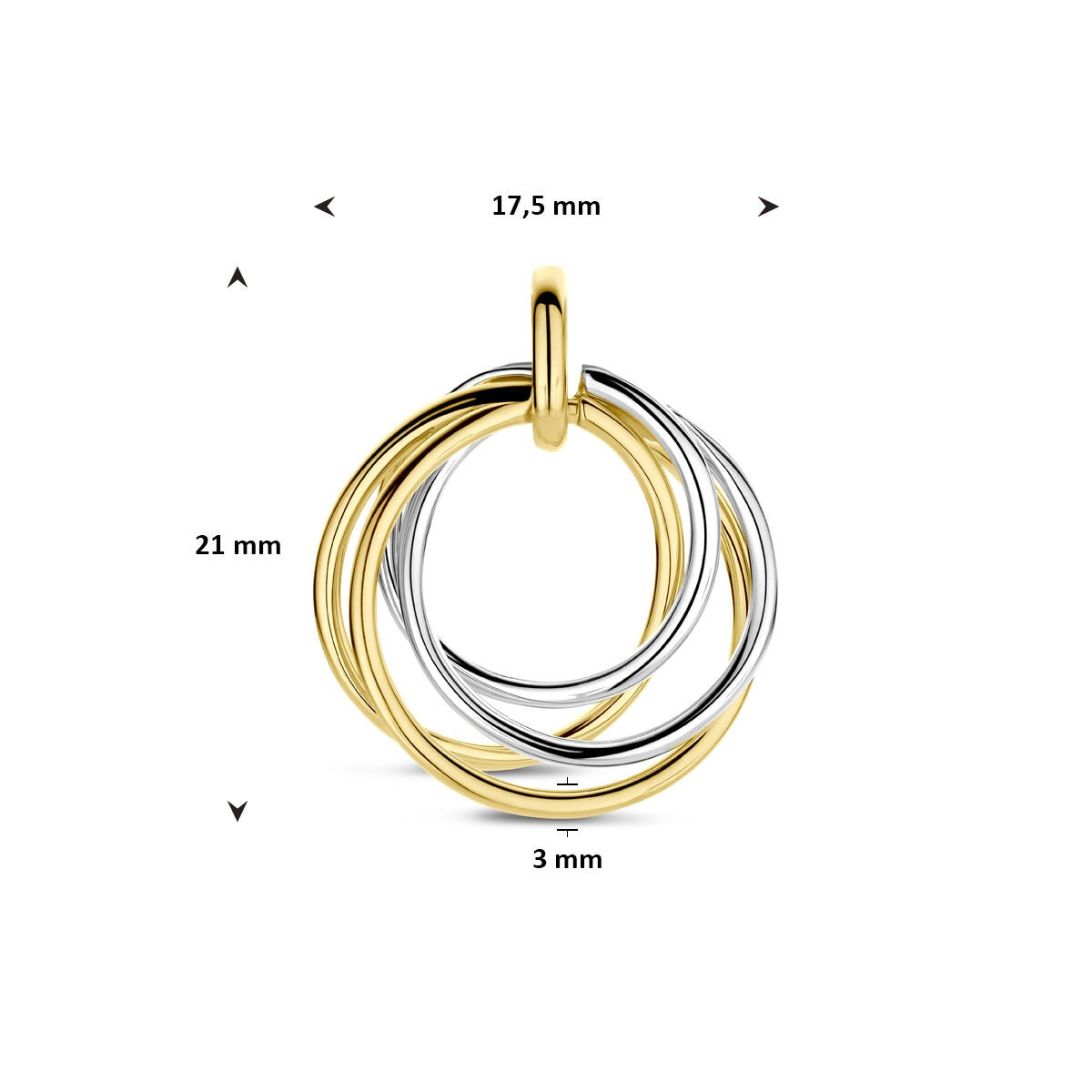 14k Bicolor Anhänger aus Gelb- und Weißgold – Damen 21 mm