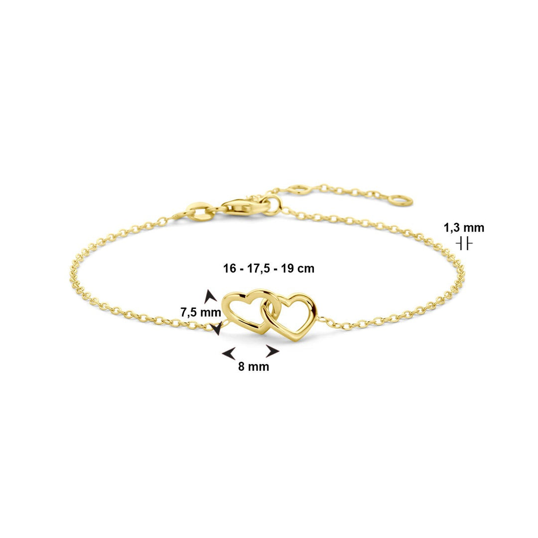 Armband Herzen 16 - 17,5 - 19 cm 14K Gelbgold