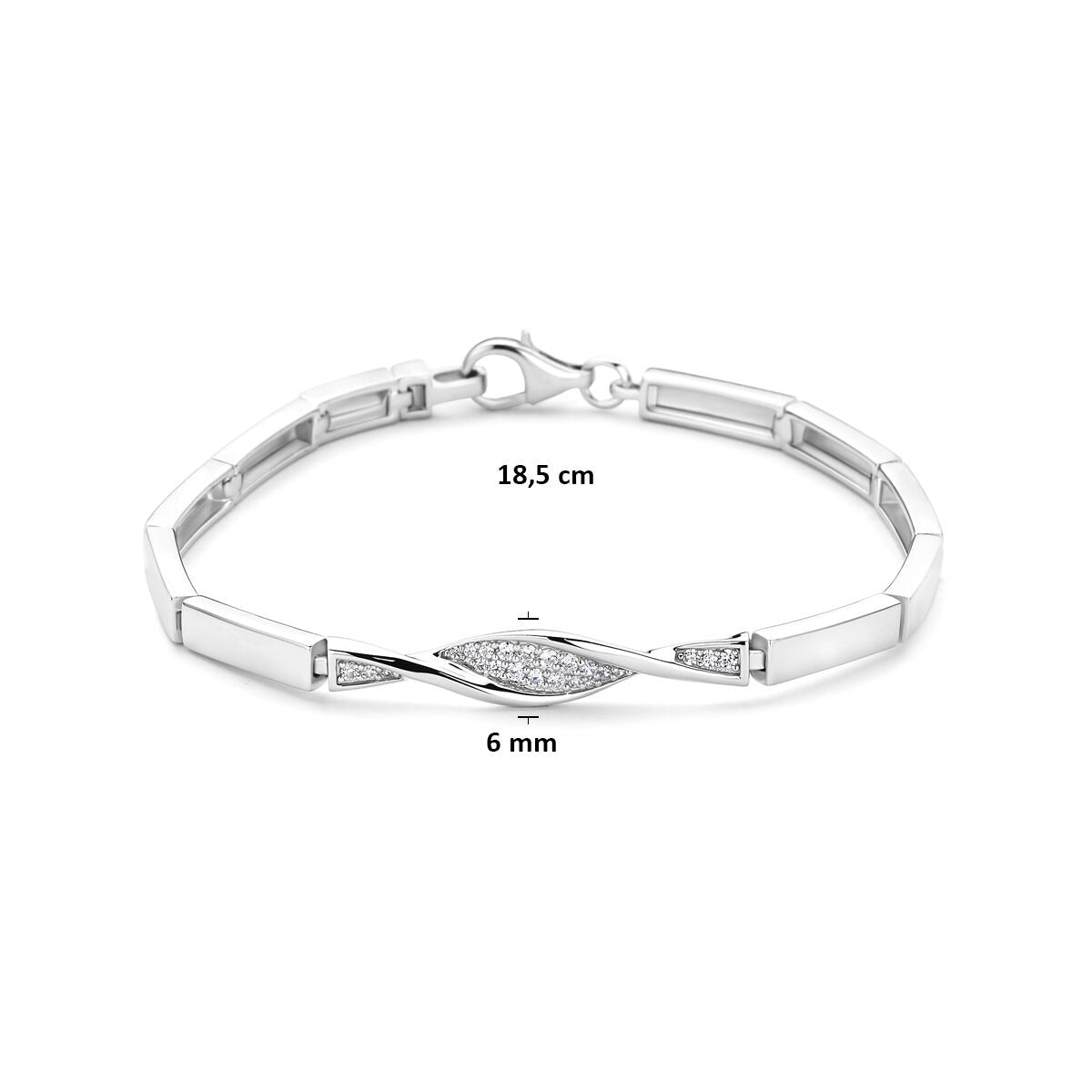 Rhodinierter Armreif aus 925er Silber mit Zirkonia