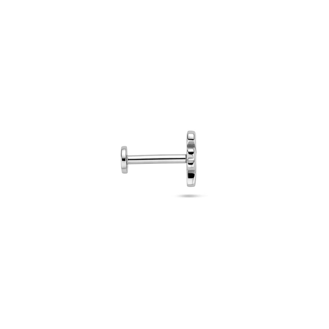 Zilveren flat back piercing klavertje – gerhodineerd 925