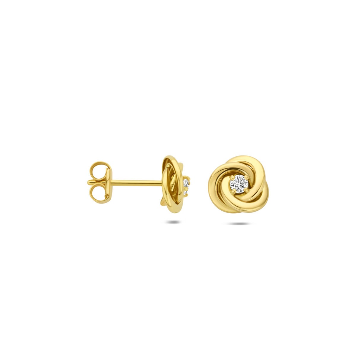 14k Gelbgold Ohrstecker mit im Labor gezüchtetem Diamant 0,07 ct