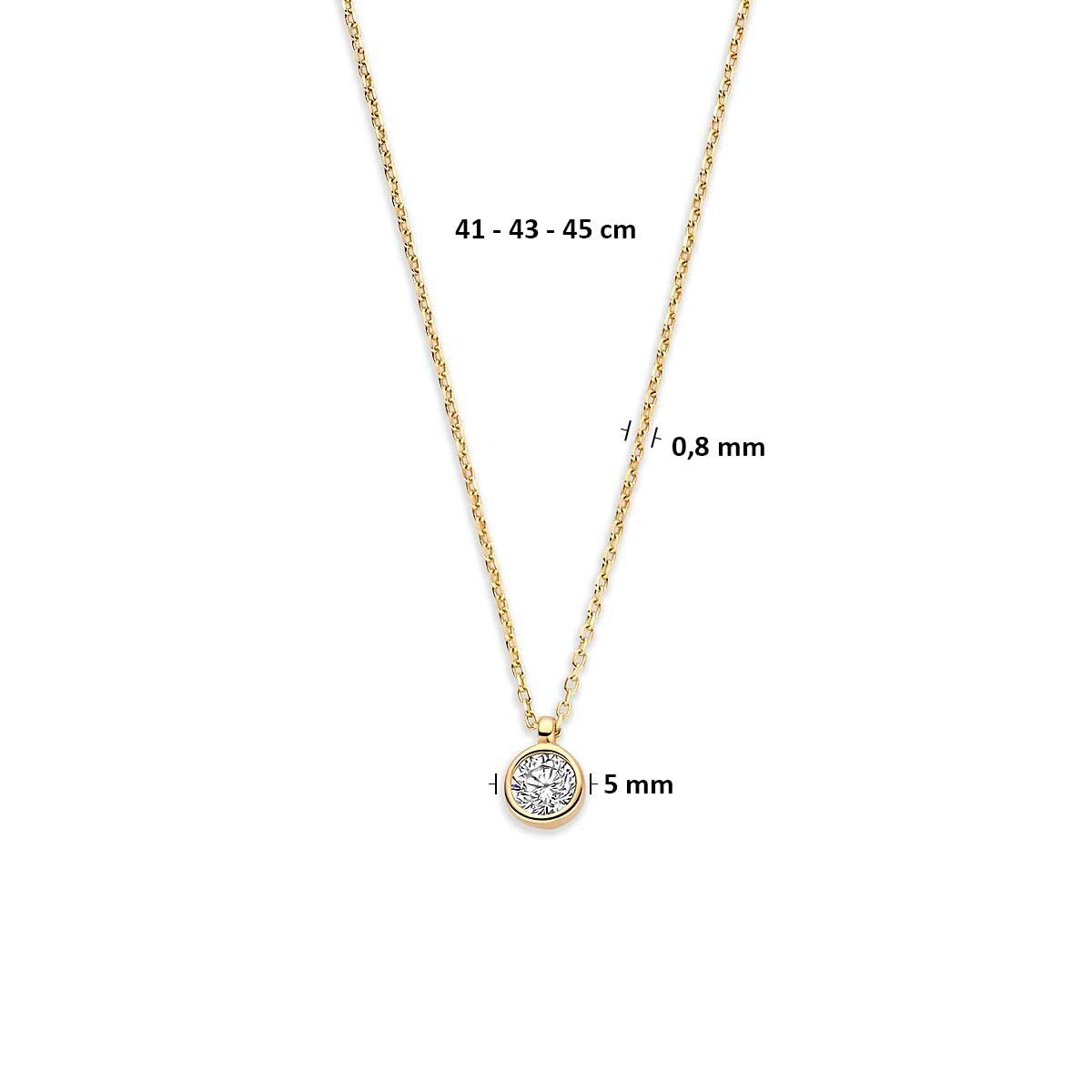 9k Geelgouden collier met zirkonia