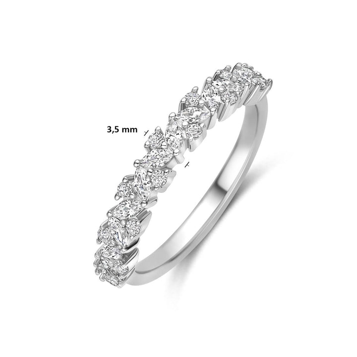 Gerhodineerd 925 Zilveren Ring met Zirkonia 3,5 mm