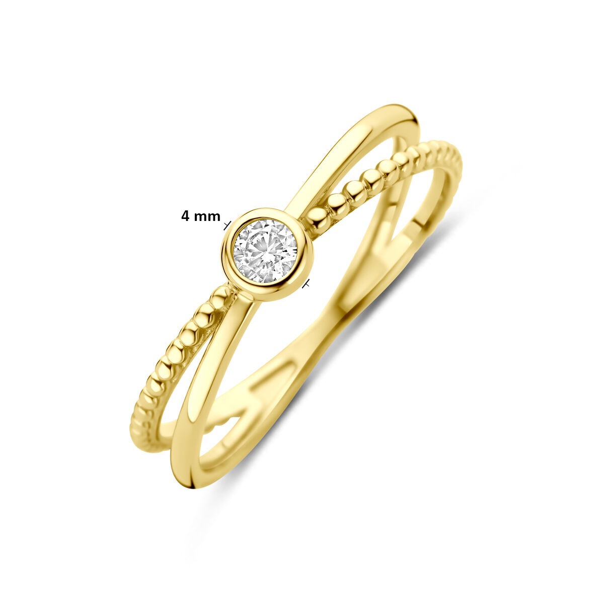 Goldener Damenring mit Zirkonia – 14k Gelbgold