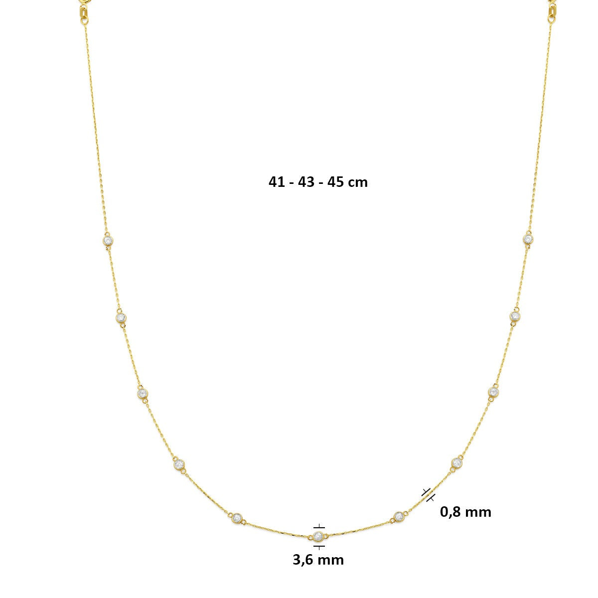 14K Gelbgoldkette mit Zirkonia