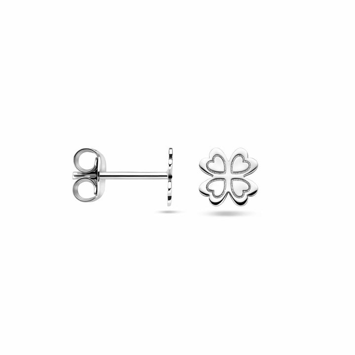 Silberne Kleeblatt-Ohrstecker rhodiniert