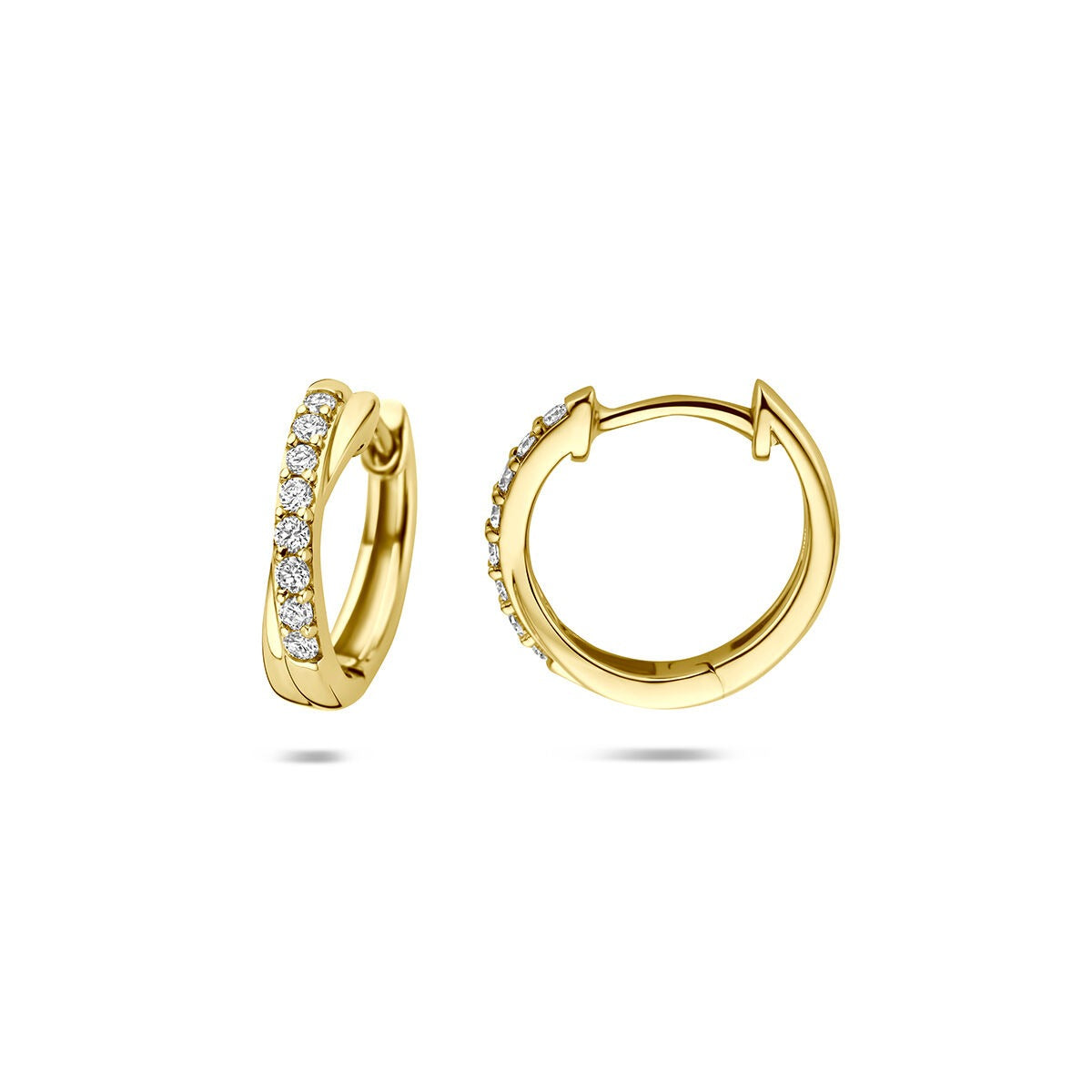 14 Karat Gelbgold Klappcreolen mit im Labor gezüchtetem Diamant 0,20 ct