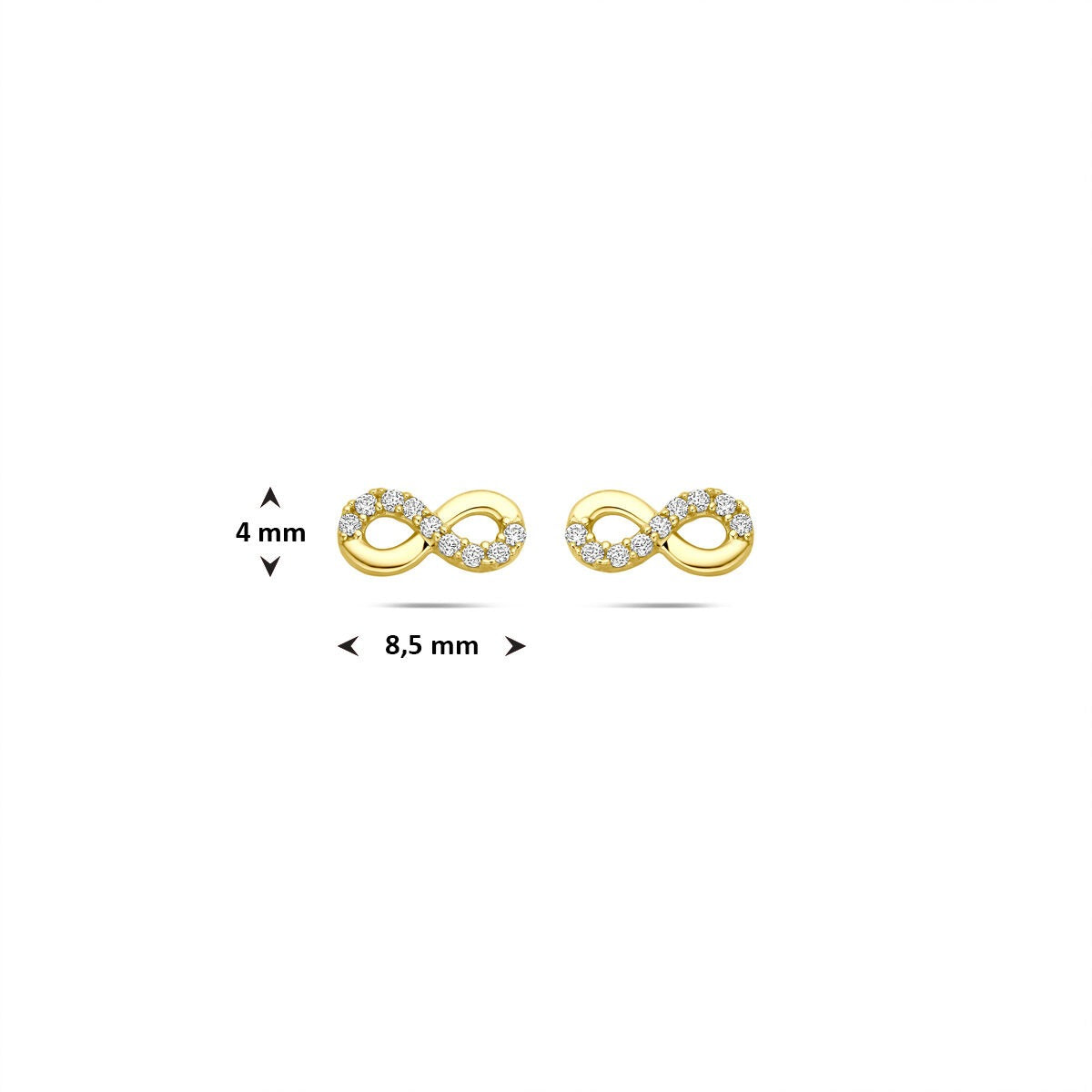 9 Karat Gelbgold Ohrstecker mit Unendlichkeitszeichen und Zirkonia