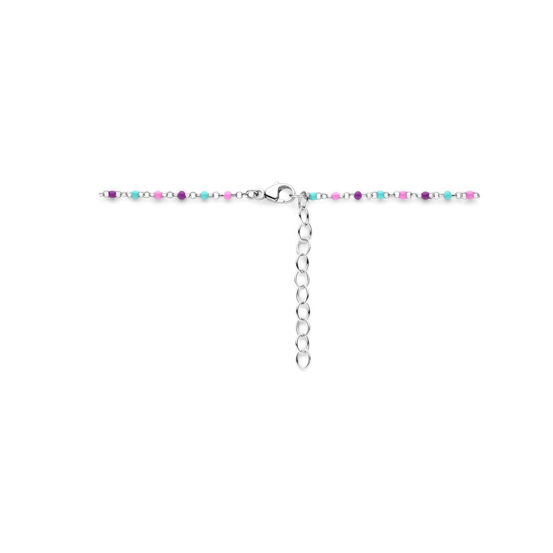 Halskette Kugeln aus farbigem Email 36 + 4 cm Silber rhodiniert