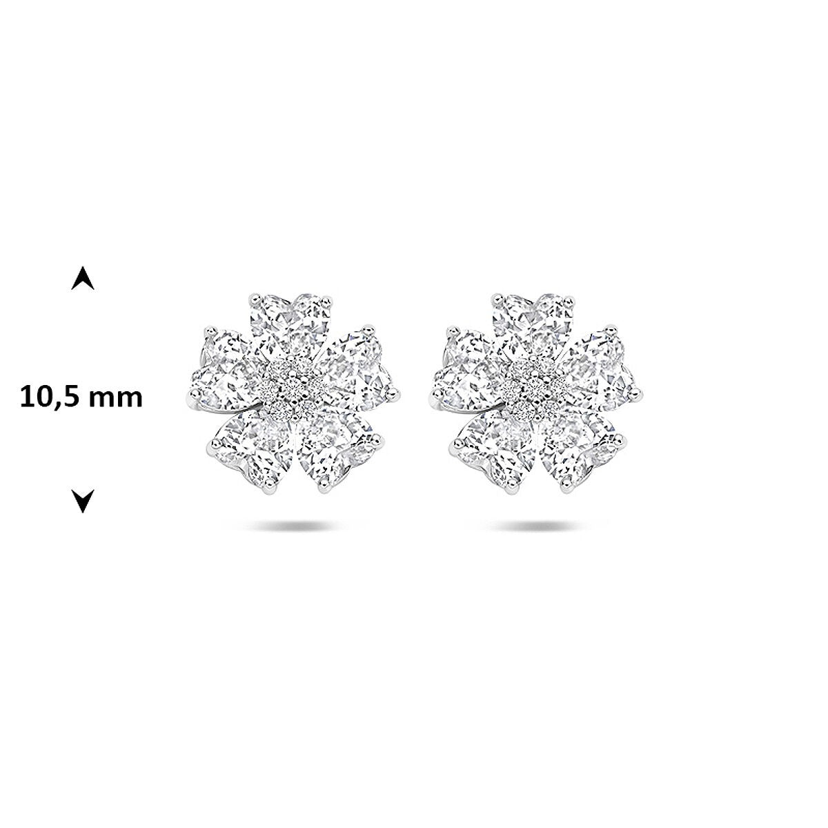 Silberne Ohrstecker mit herzförmigem Zirkonia – rhodiniertes 925er Silber