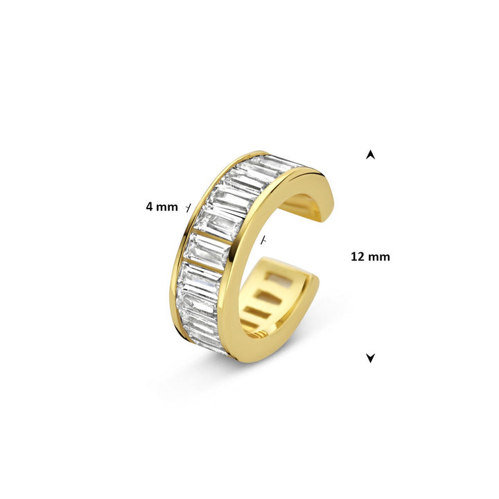 Verguld zilveren ear cuff met zirkonia – sprankelende finesse zonder gaatje