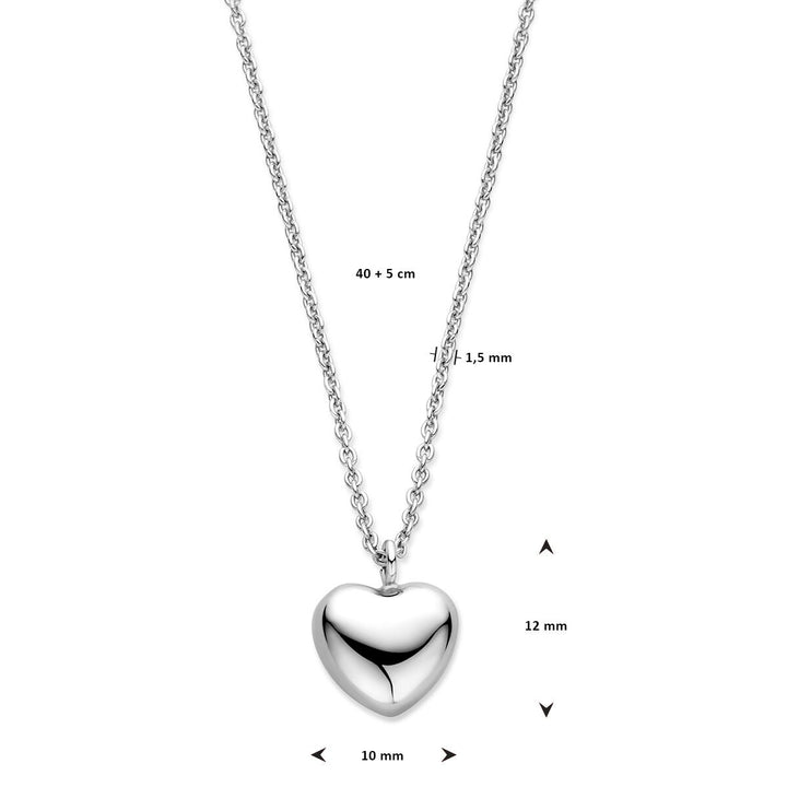 Halskette Herz 1,5 mm 40 + 5 cm Silber rhodiniert