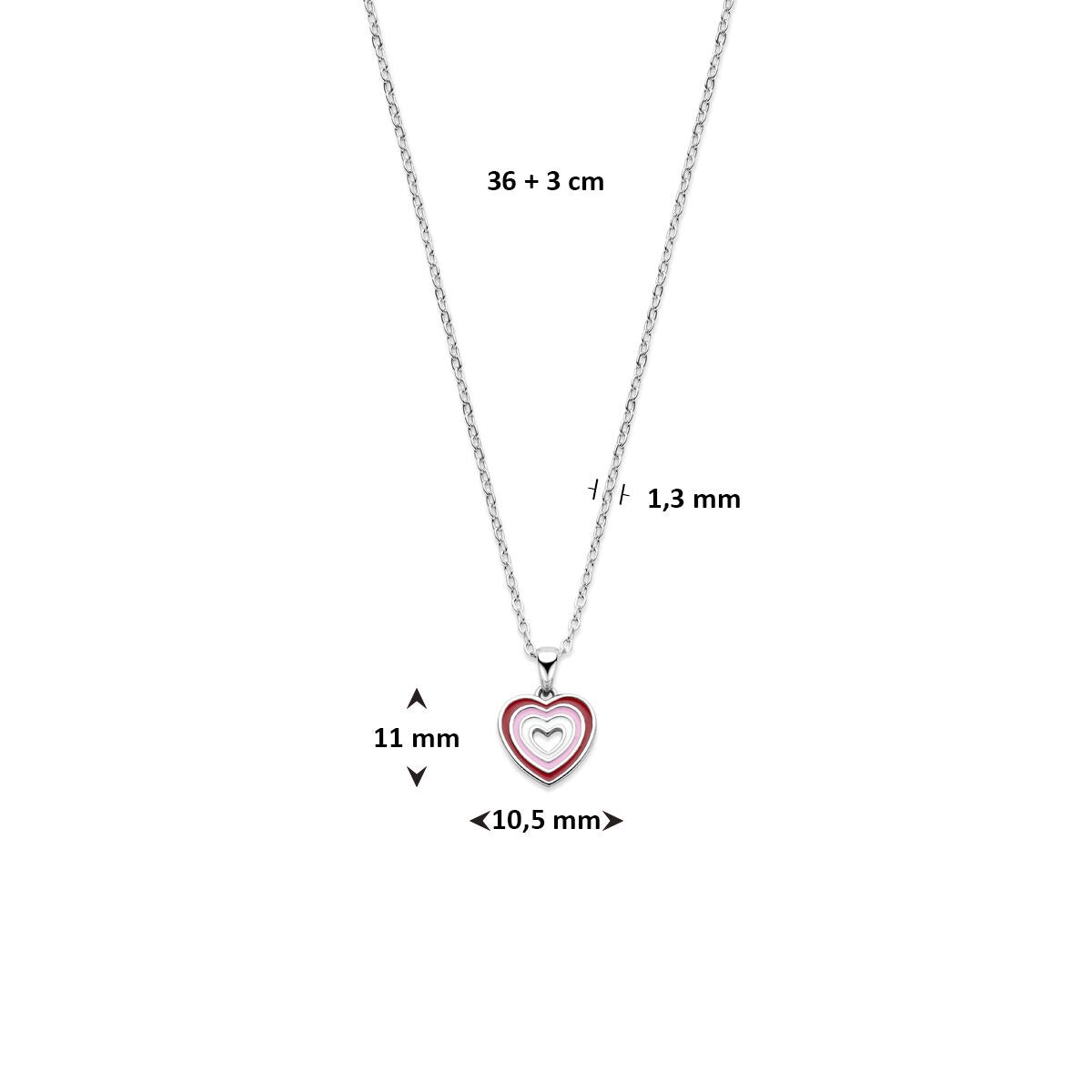 Silberne Kinderkette mit Herz – rhodiniertes 925er Silber 36 + 3 cm