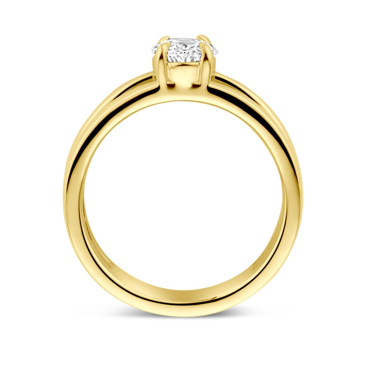Damenring aus 14 Karat Gelbgold mit ovalem 1,00 Karat Labordiamanten