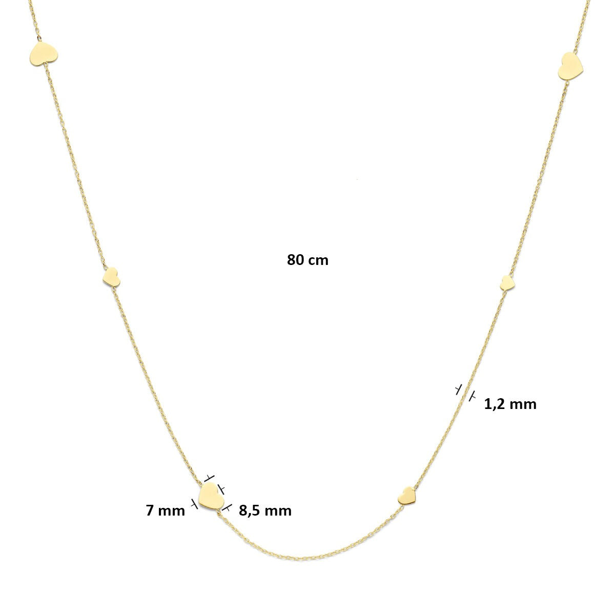 14 Karat Gelbgoldkette mit Herzchen