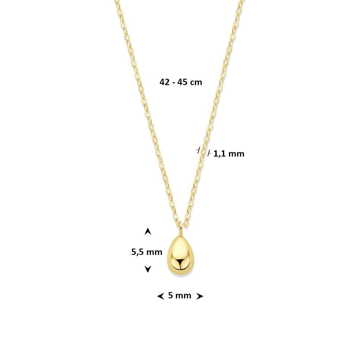 9 Karat Gelbgold-Collier mit Tropfen